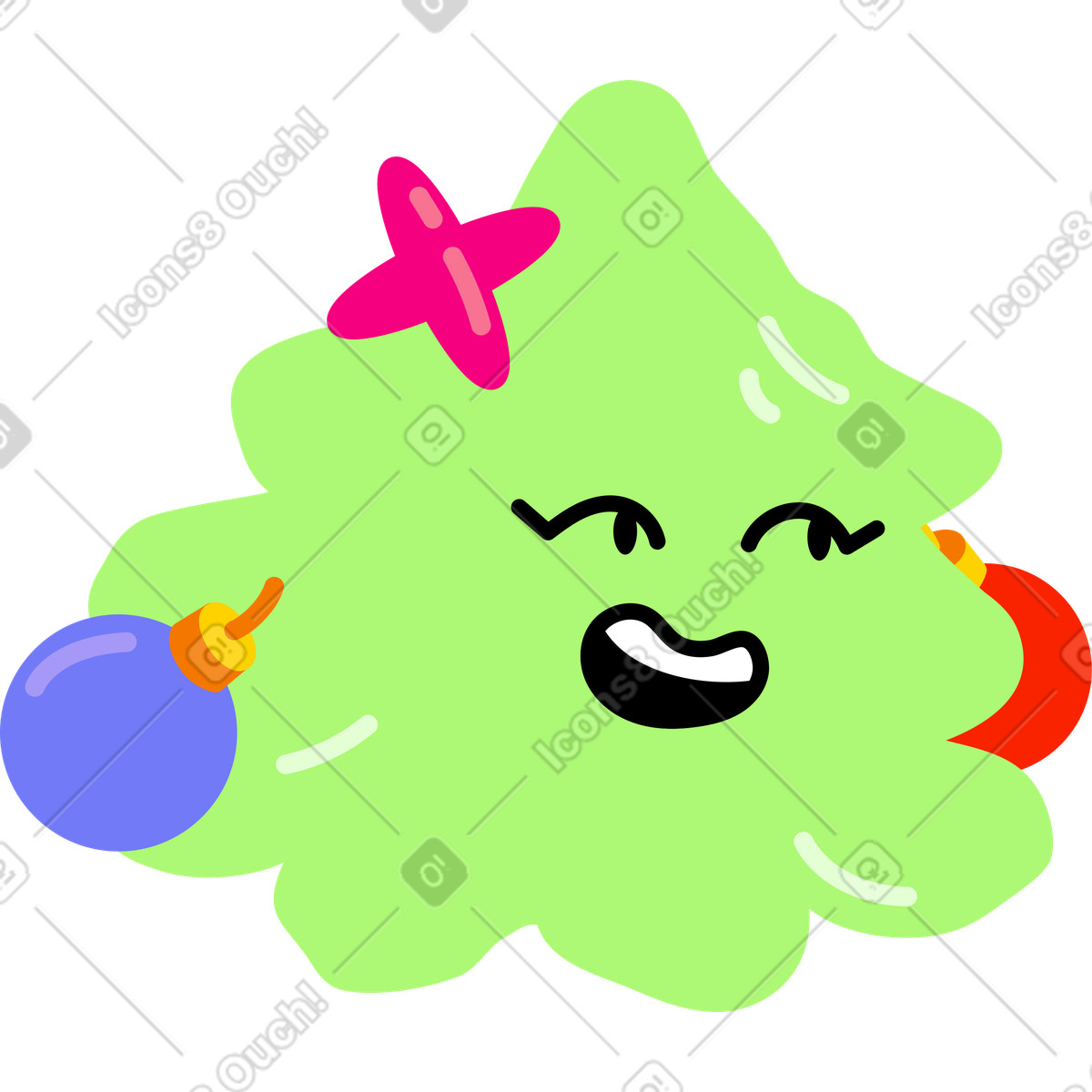 Ilustração de Cabeça árvore natal em no estilo Giggle para baixar em PNG, SVG