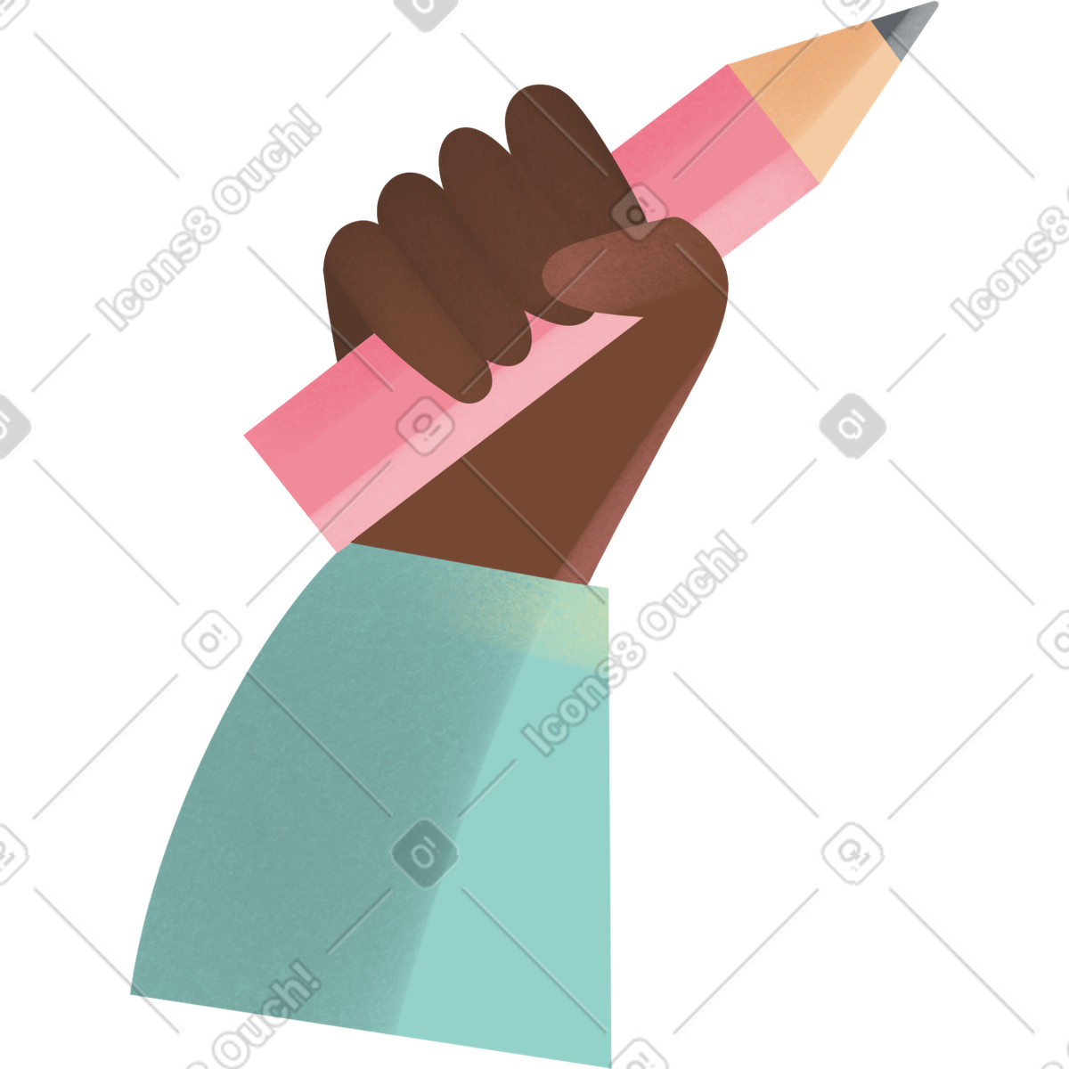 Hand with pencil illustrazione in stile Shine scarica in PNG, SVG