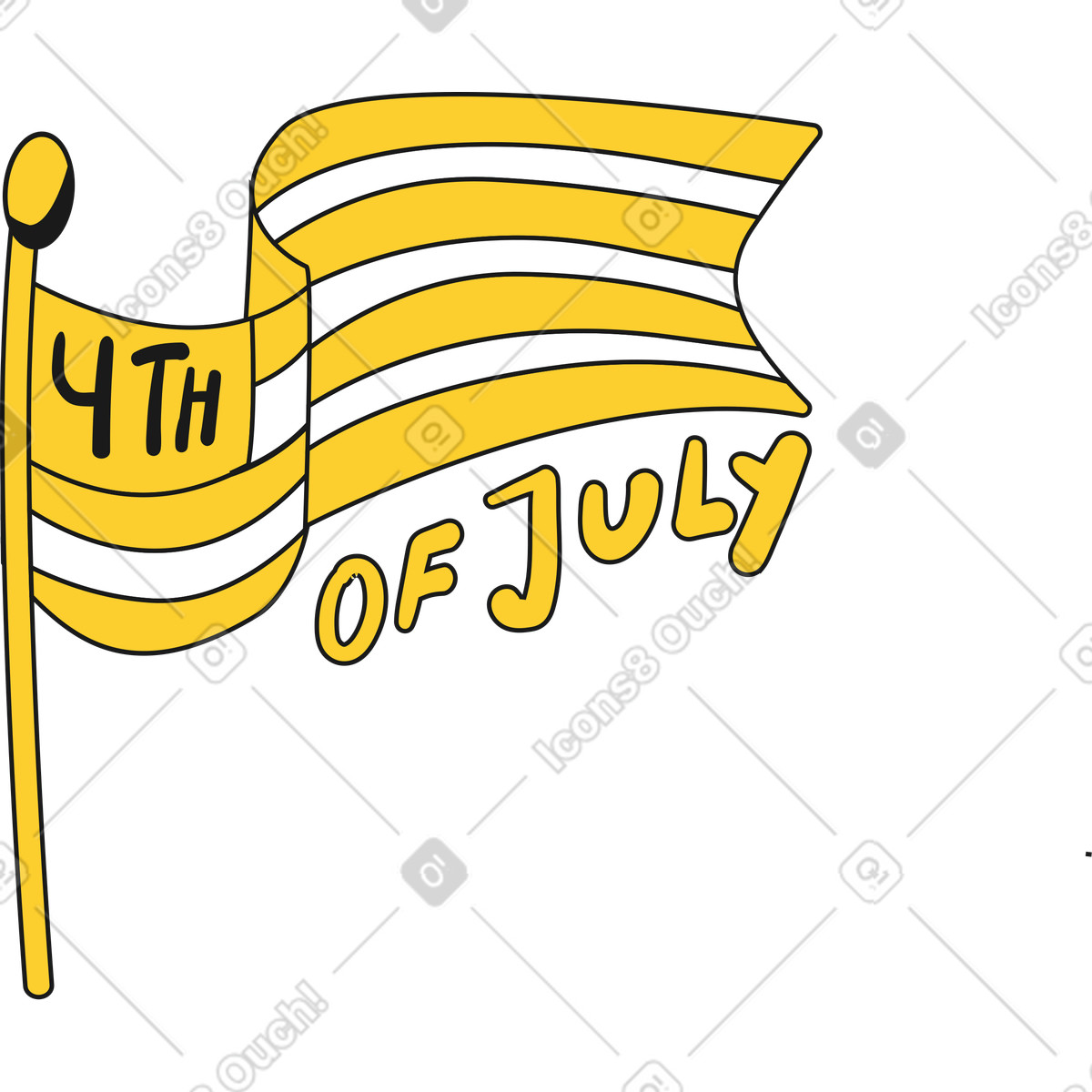下载 Taxi 风格的 7 月 4 日旗帜 插画，支持 PNG、SVG 格式