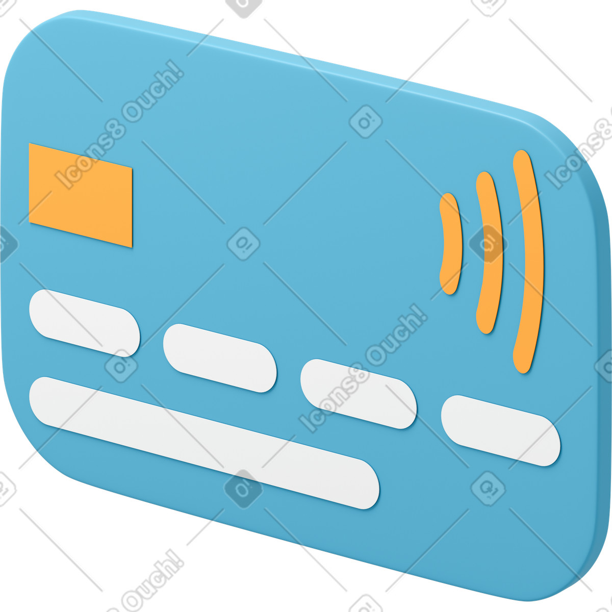 Blaue bankkarte mit nfc-chip-Illustration im 3D Flame-Stil als Download in PNG, SVG
