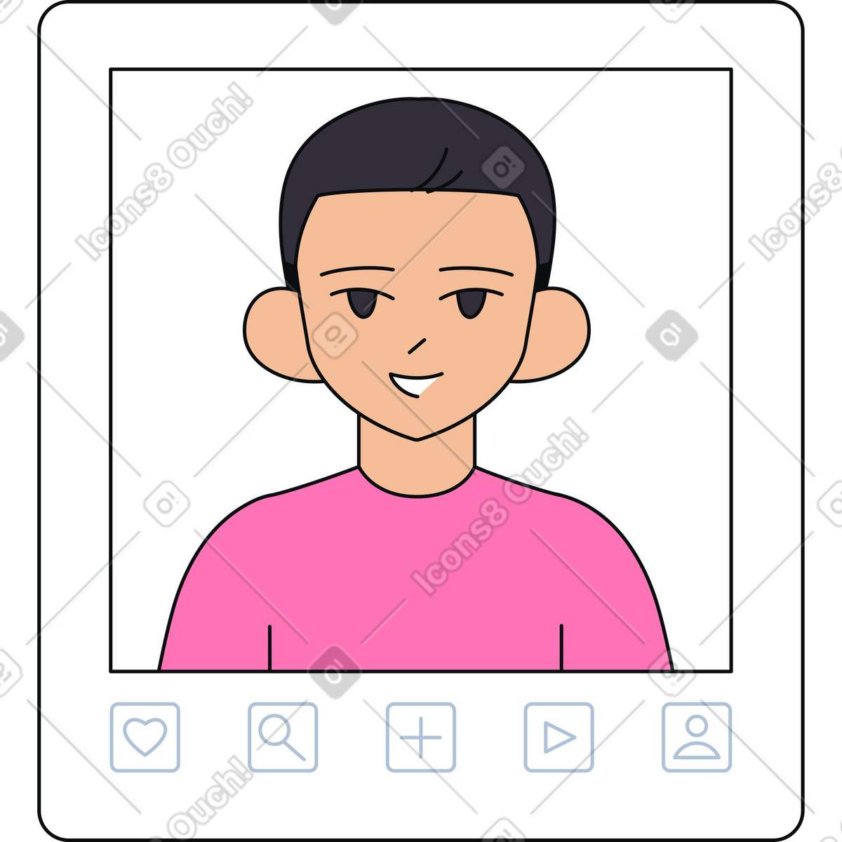 Illustration Interface d'application de médias sociaux sur appareil numérique dans le style Teko à télécharger aux formats PNG, SVG
