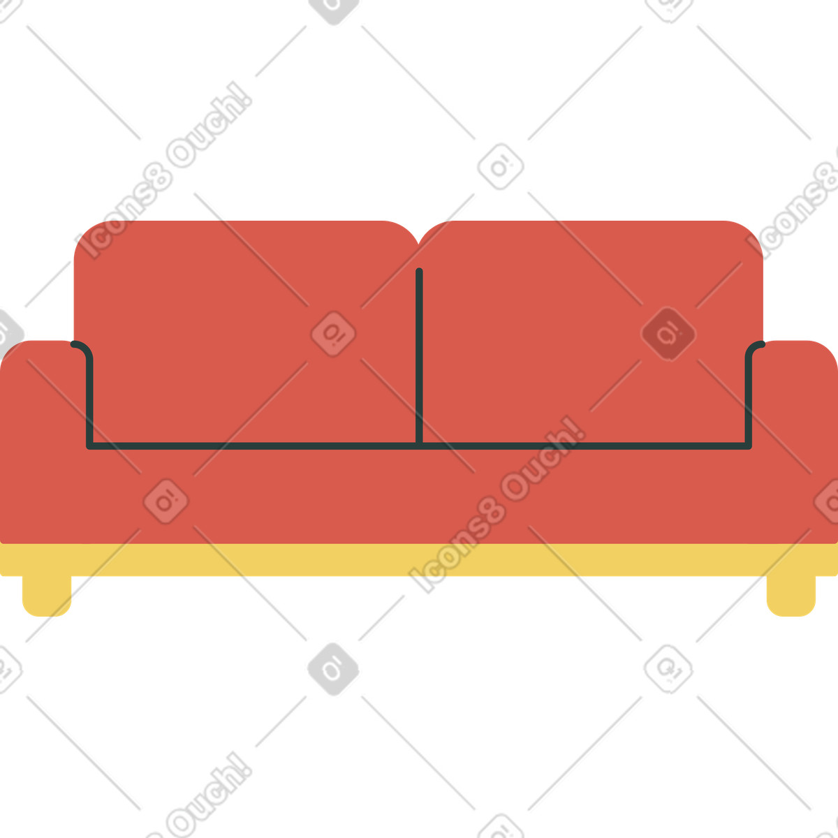 Sofa illustration in Macaroni style download in PNG, SVG