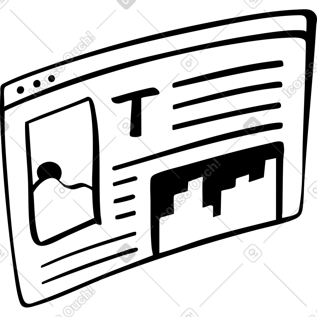 Ilustração de Artigo do site em no estilo Line para baixar em PNG, SVG