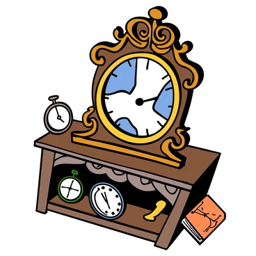 An antique clock with broken glass and a bent hour hand