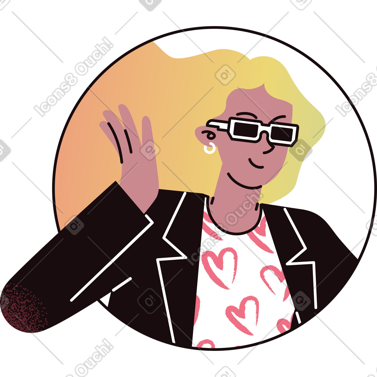 Delight スタイルの サングラスをかけた女性のアバター のイラストをPNG、SVG形式でダウンロード