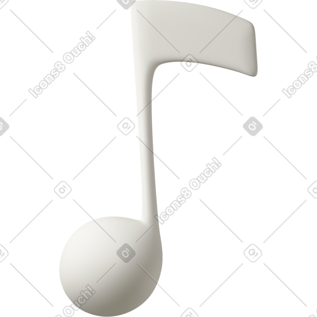Illustration White musical note dans le style 3D Casual life à télécharger aux formats PNG, SVG