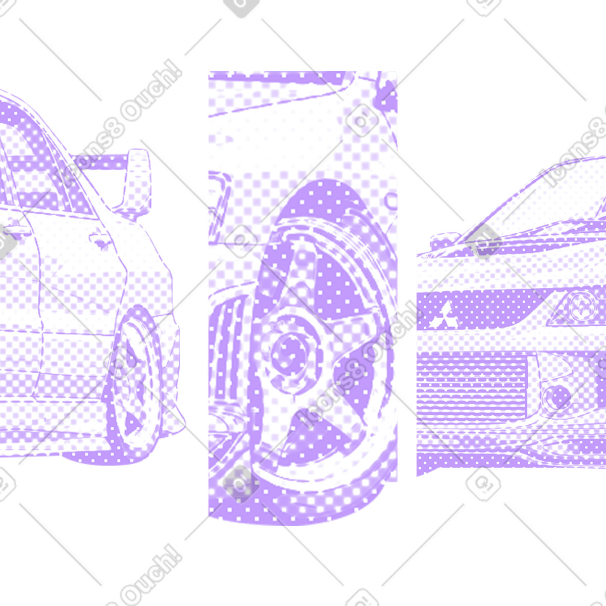 Mitsubishi lancer evo background illustration in Halftone style download in PNG, SVG