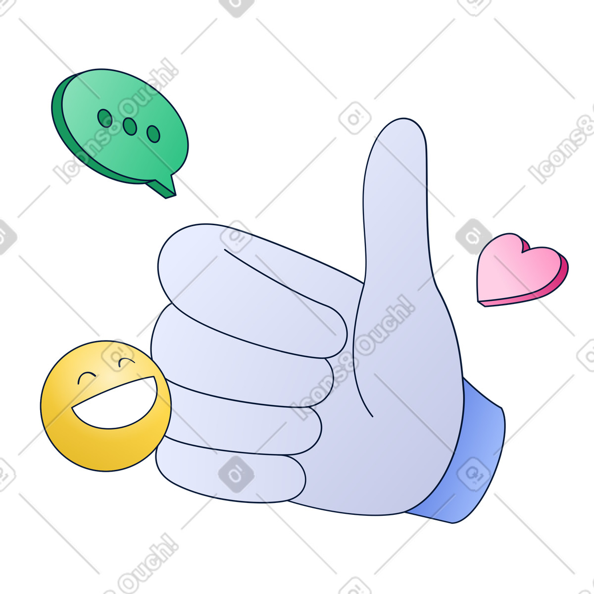 Pollice in su sui social media illustrazione stile Neat scarica PNG, SVG