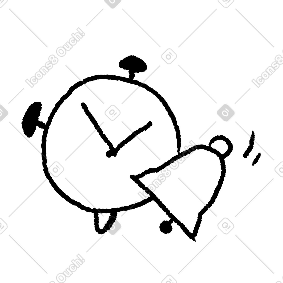 Illustration Alarm bell beside clock indicating reminder notification and deadline dans le style Black Chalk à télécharger aux formats PNG, SVG