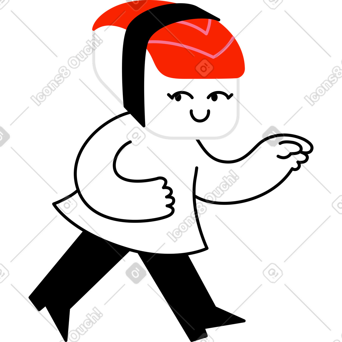 Ilustración Personaje con cabeza de sushi en estilo Giggle a descargar en PNG y SVG