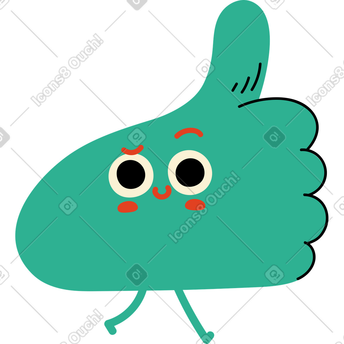 Green character thumbs up illustration in Jelly style download in PNG, SVG