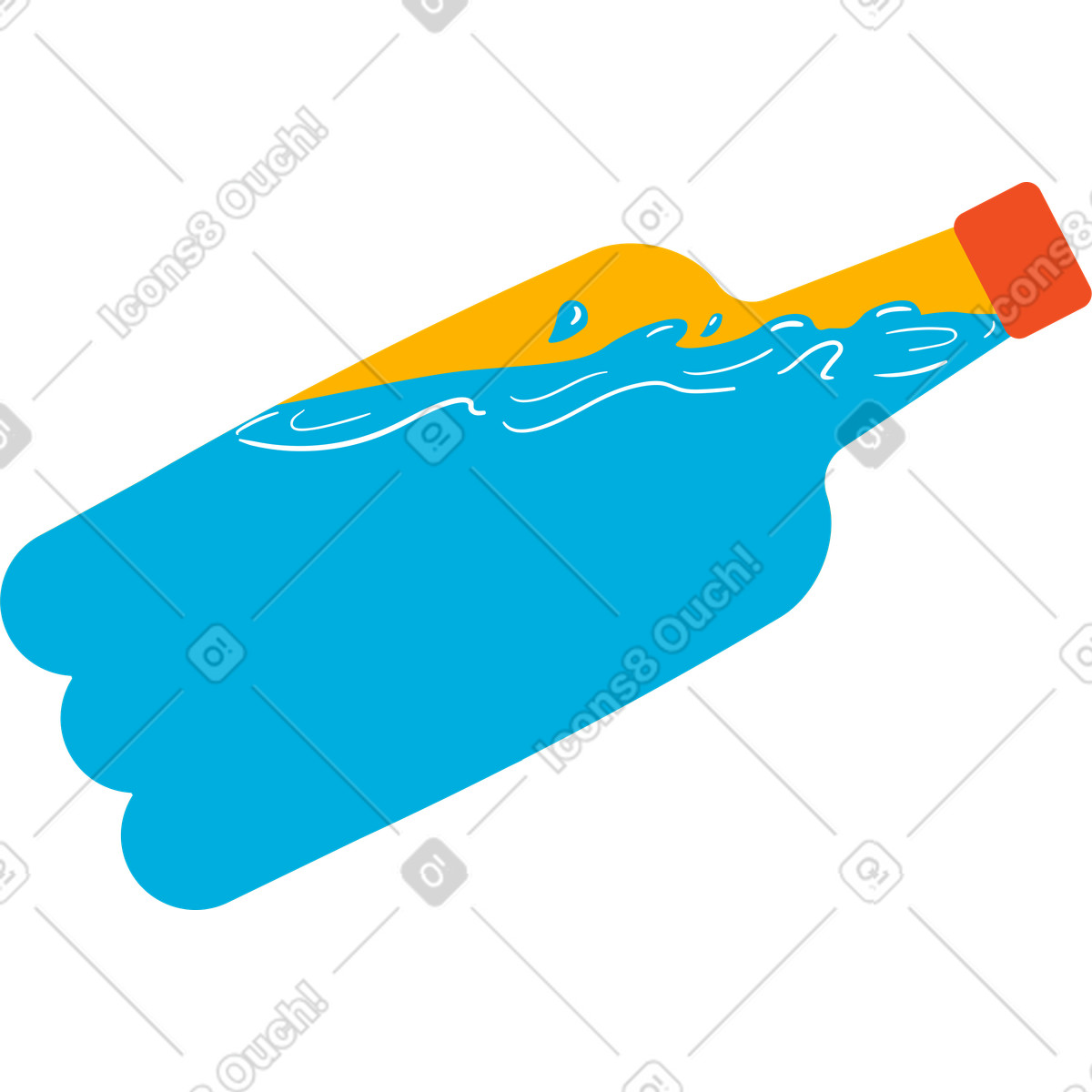 Oceano in una bottiglia illustrazione stile Flame scarica PNG, SVG