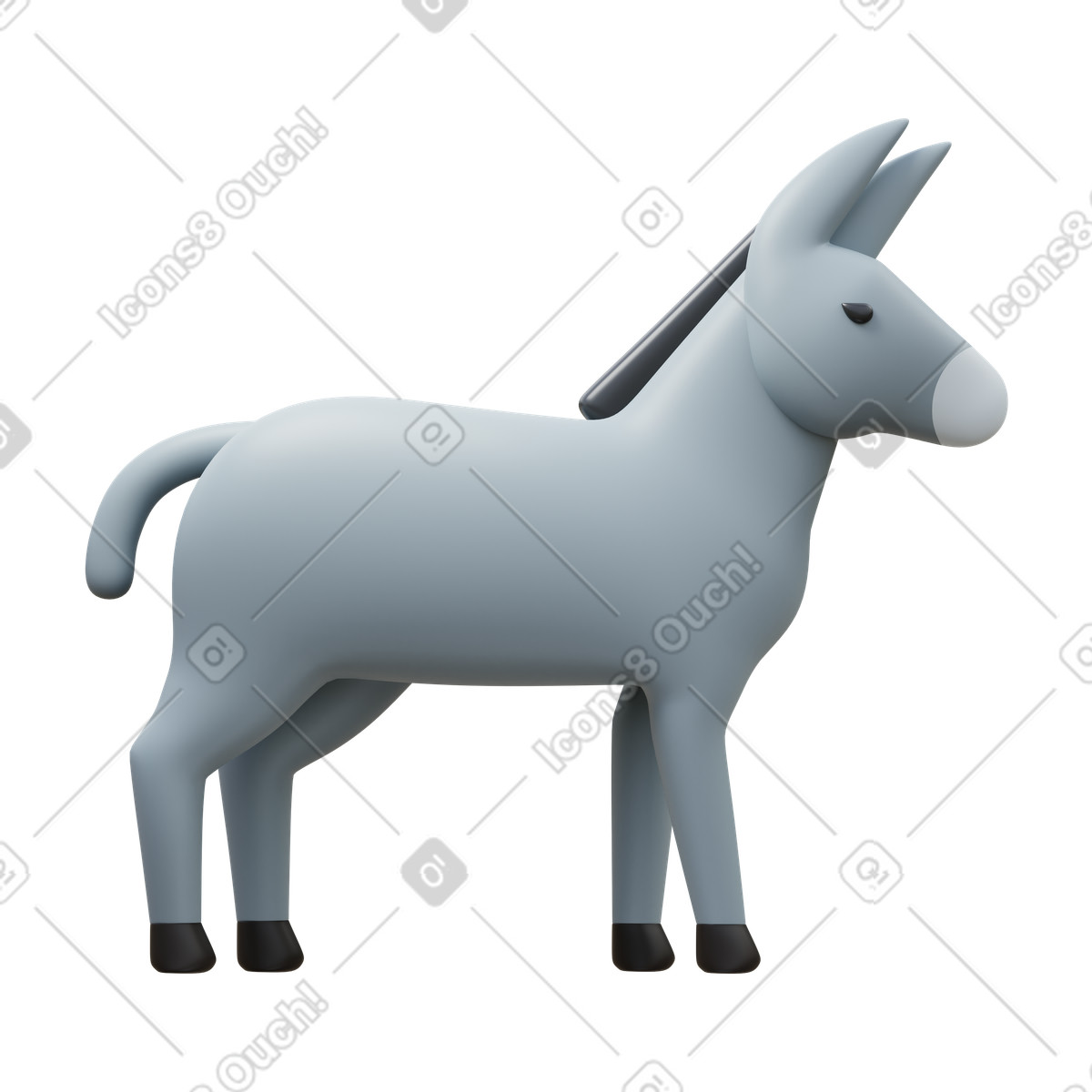 Ilustración Burro en estilo 3D Fluency a descargar en PNG y SVG