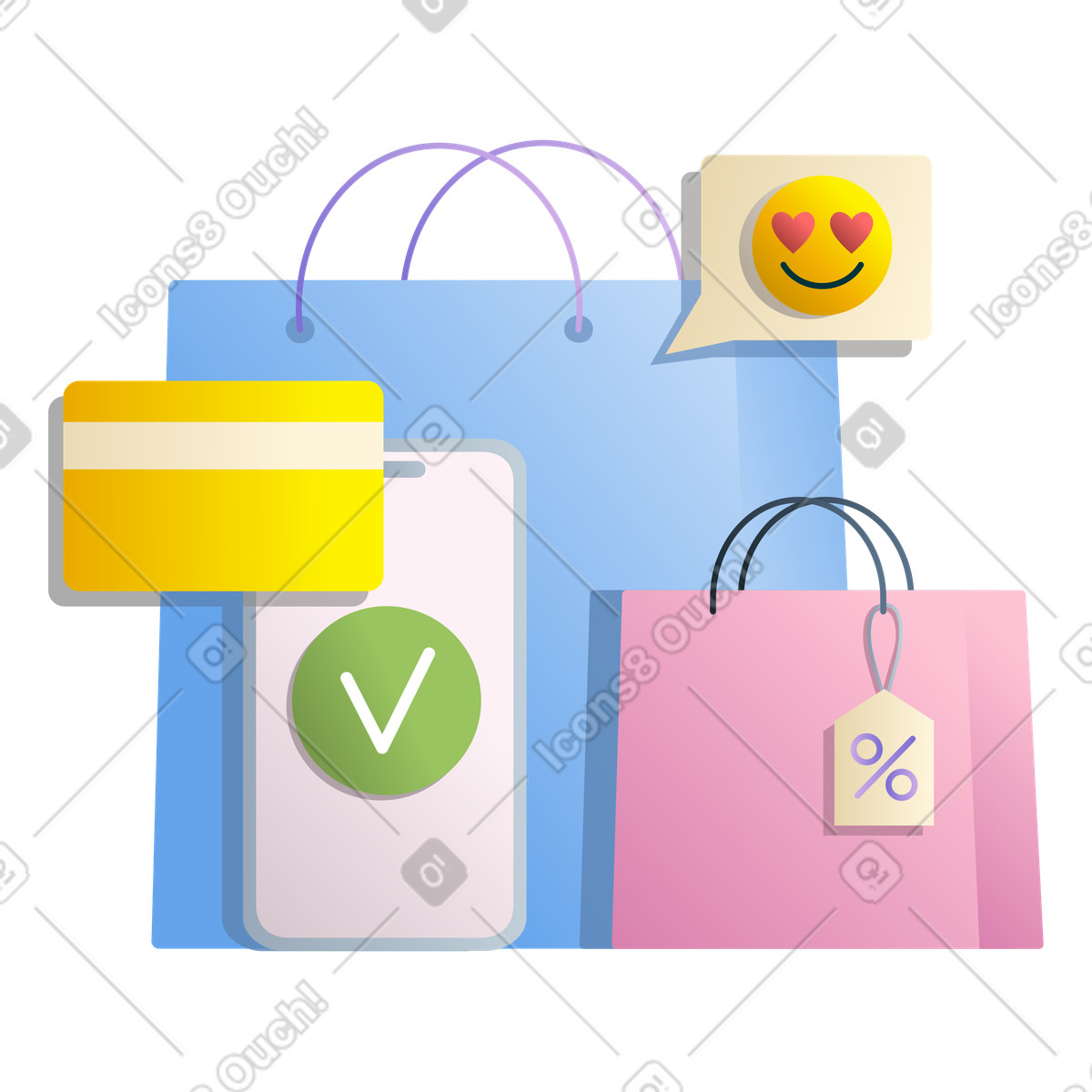 Shopping sale and ordering online illustration in Silky style download in PNG, SVG