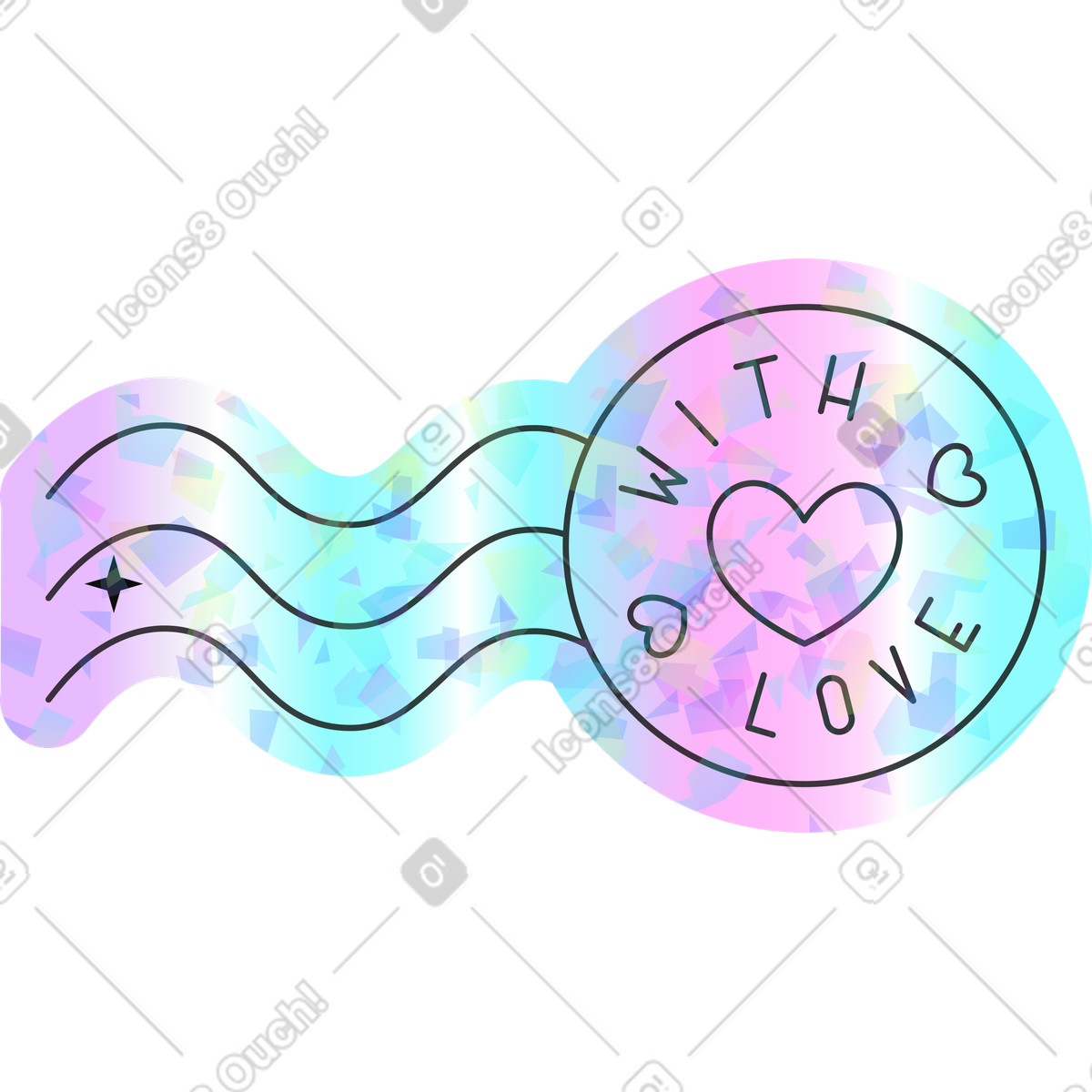 下载 Holostickers 风格的 心形印章 插画，支持 PNG、SVG 格式