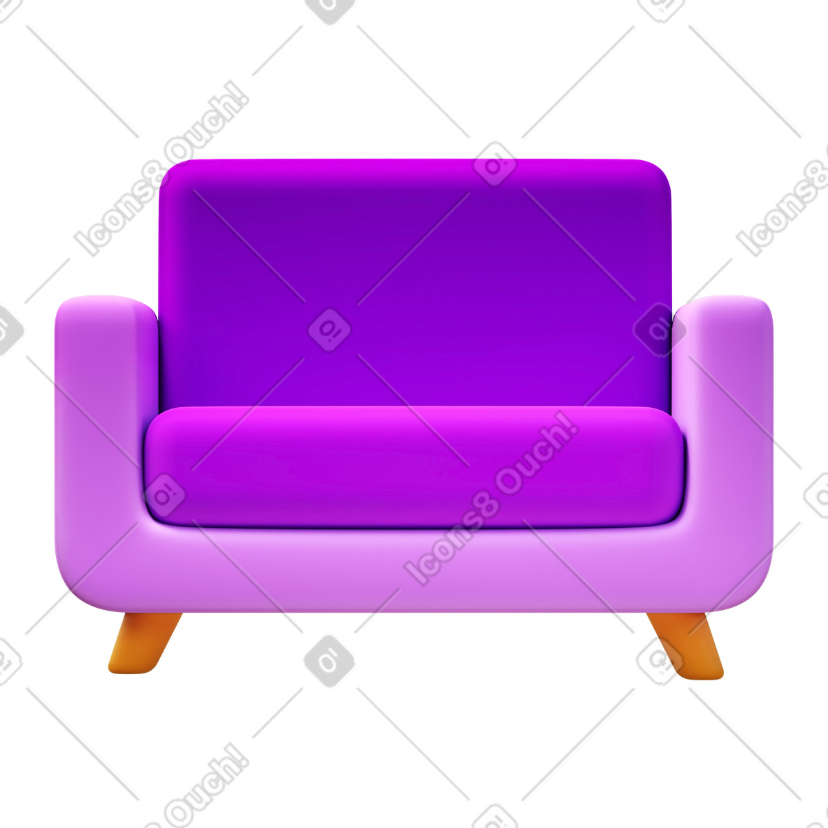 Sofa illustration in 3D Fluency style download in PNG, SVG