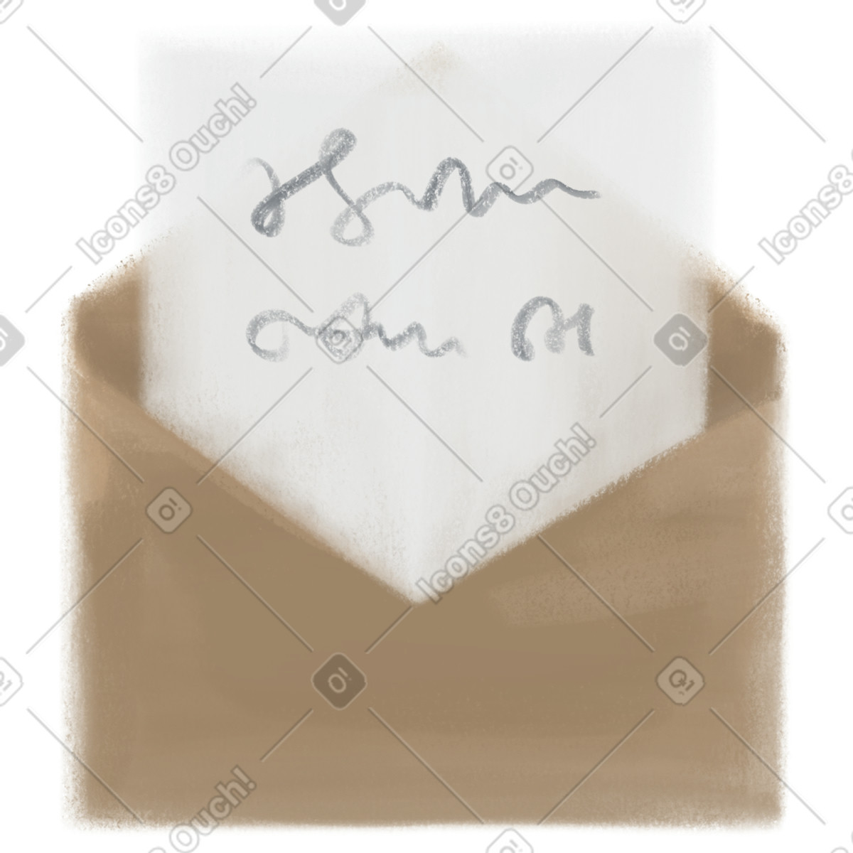 Illustration Opened envelope dans le style Mushy à télécharger aux formats PNG, SVG