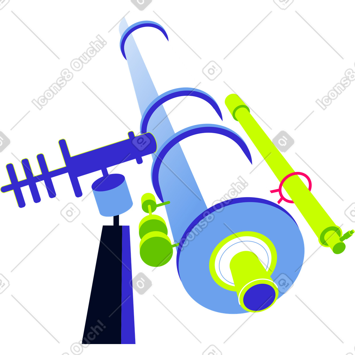 Sky telescope illustration in Space style download in PNG, SVG