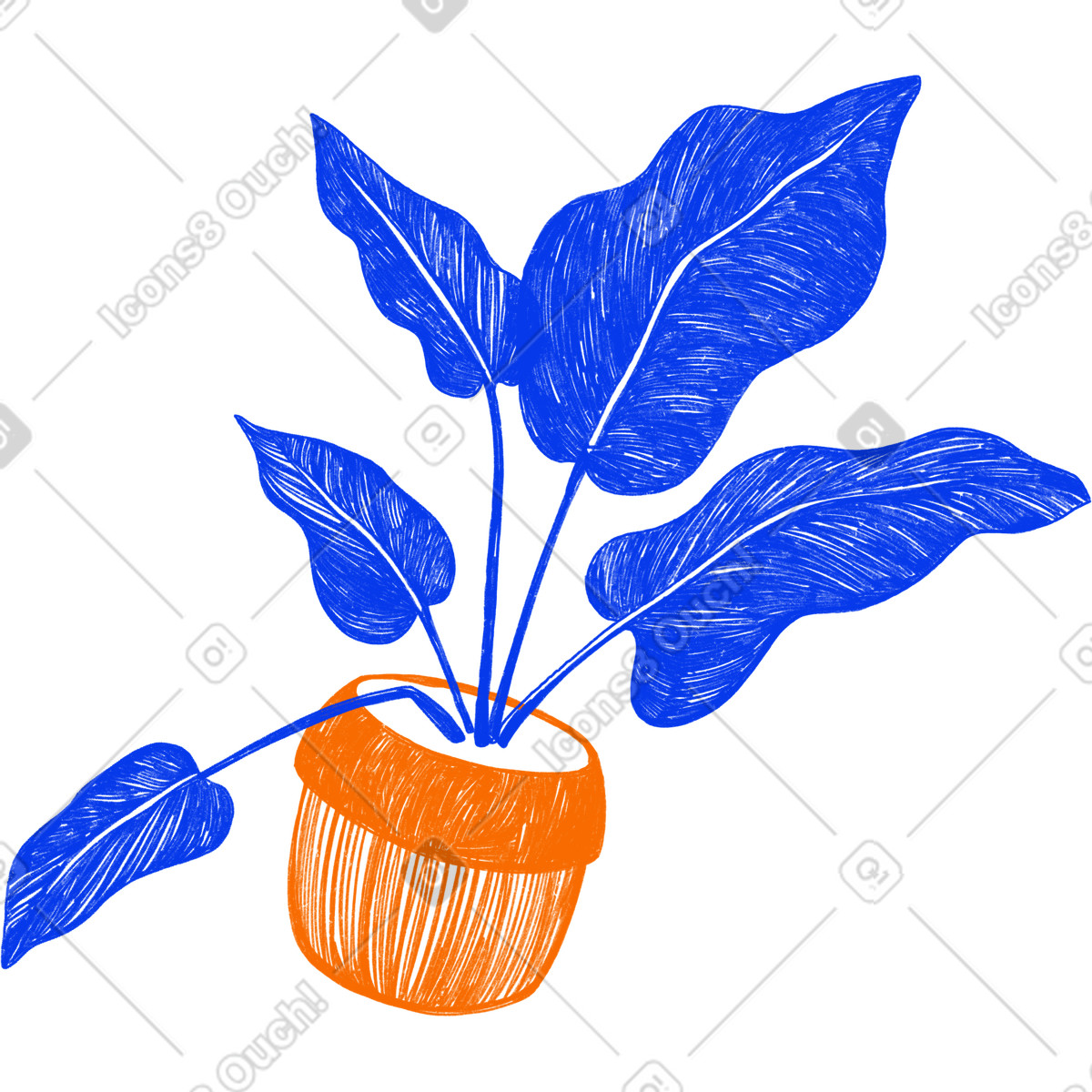 Biro スタイルの Orange potted houseplant のイラストをPNG、SVG形式でダウンロード