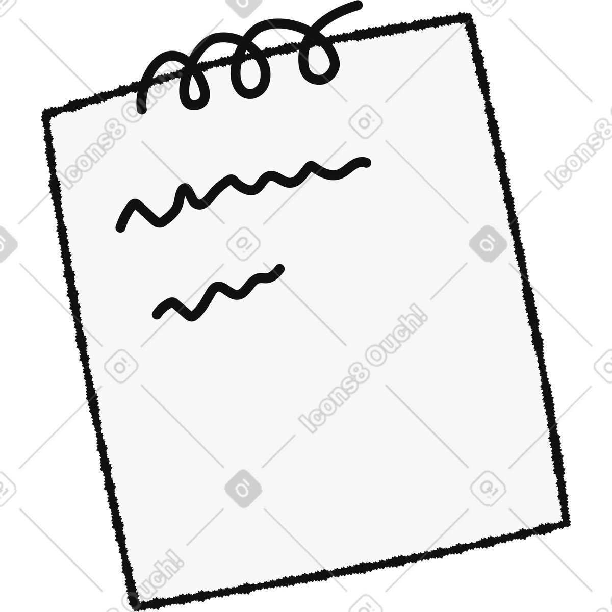 Bold People スタイルの Notebook spiral page with simple handwritten lines for quick notes のイラストをPNG、SVG形式でダウンロード