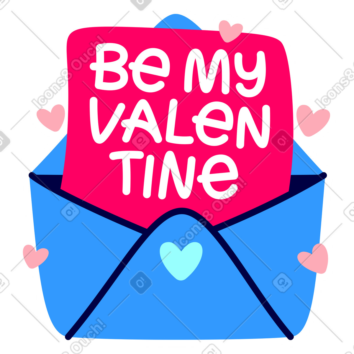 Rondy Stickers 스타일의 편지 봉투에 내 발렌타인이 될 일러스트레이션 PNG, SVG 다운로드