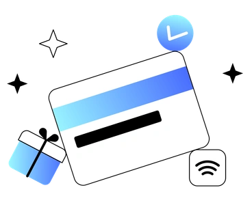 A credit card surrounded by shopping icons - Azure style illustration