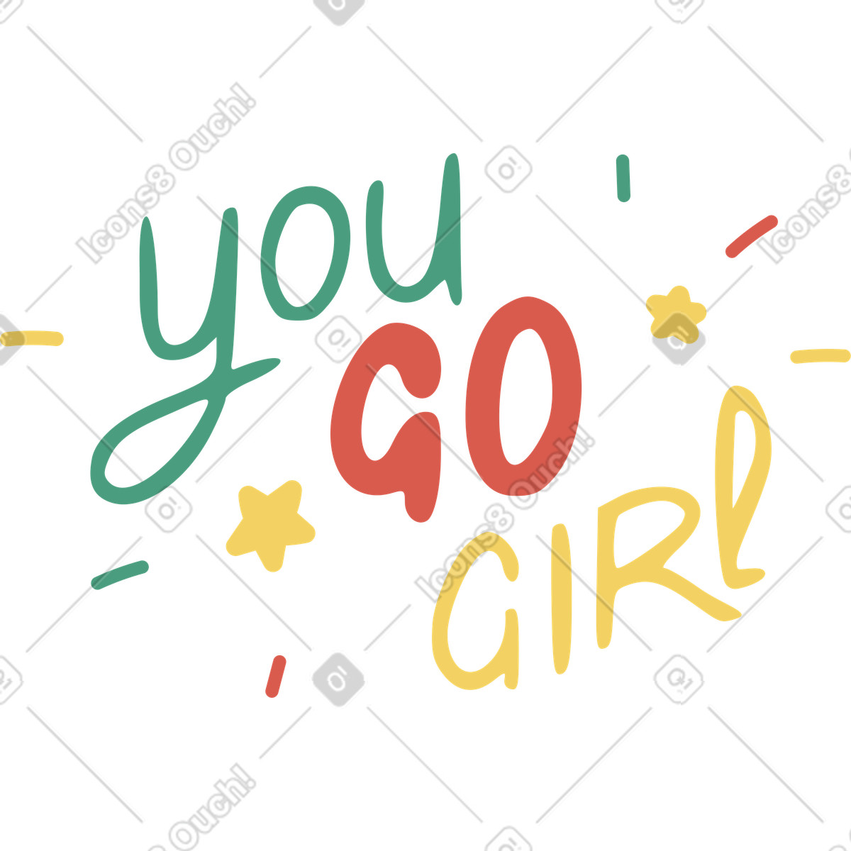 You go girl illustration in Macaroni style download in PNG, SVG