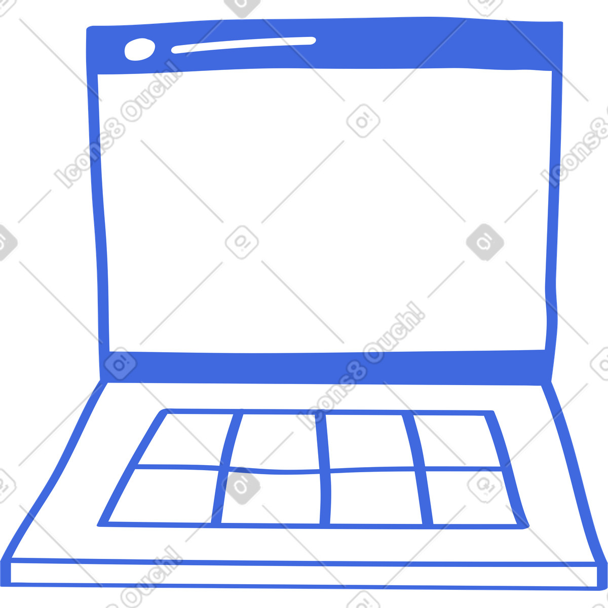 Ilustración Notebook laptop open display with empty screen and simple keyboard en estilo Ballpoint Pen a descargar en PNG y SVG