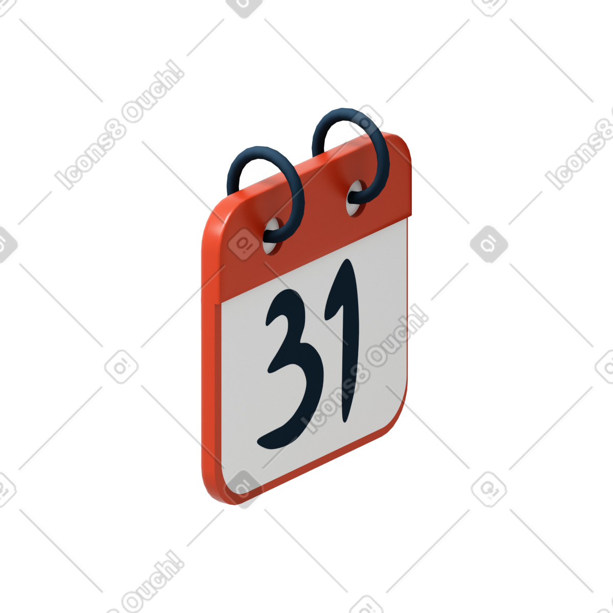 Calendario rosso e bianco illustrazione in stile 3D Flame scarica in PNG, SVG