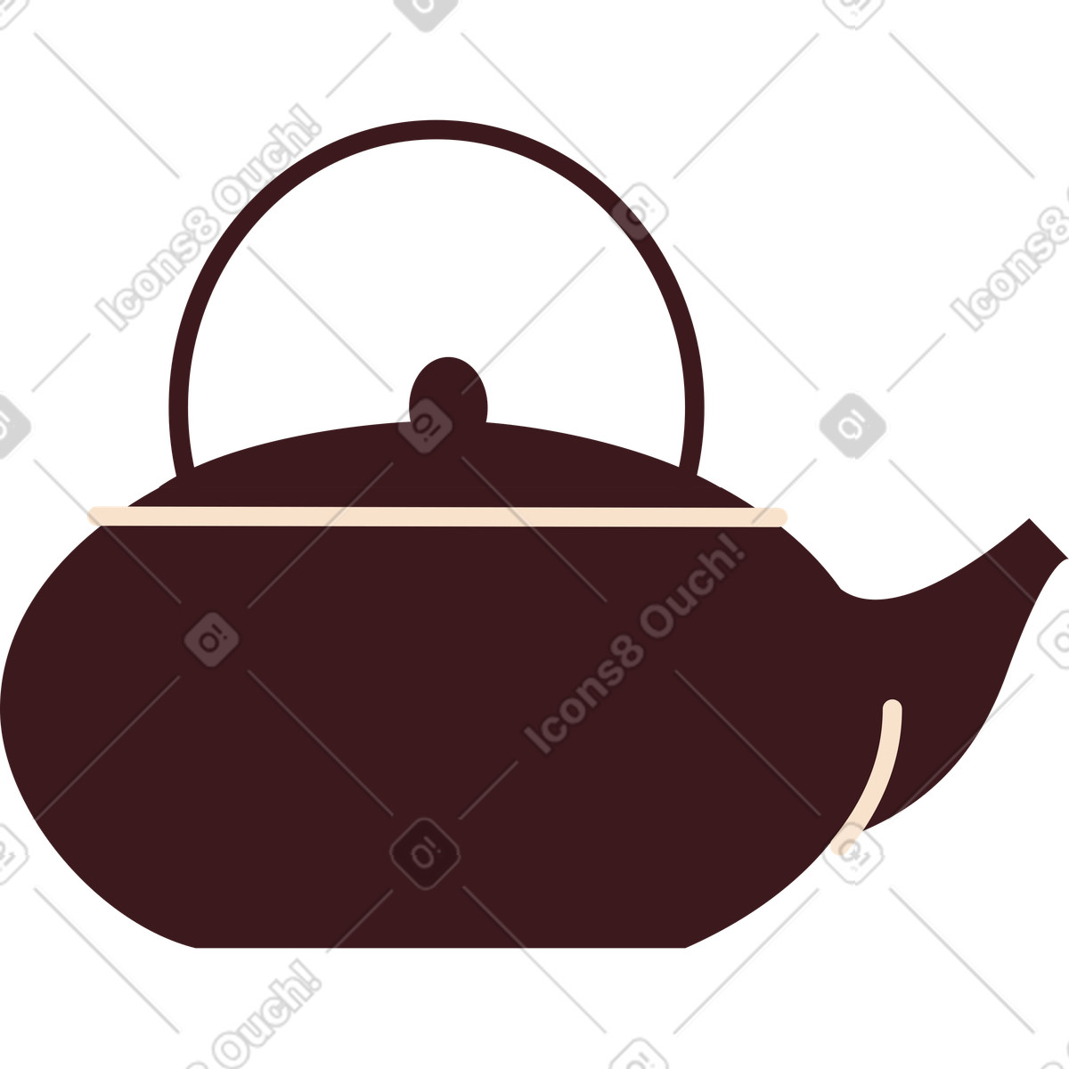 Ilustración Tetera en estilo Folks a descargar en PNG y SVG