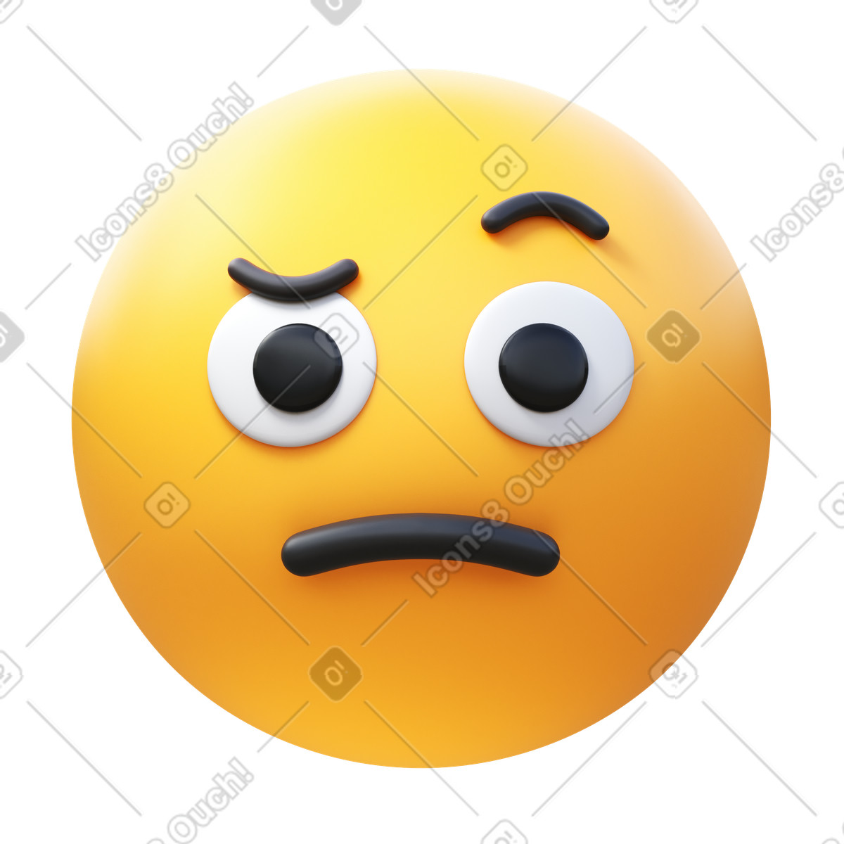 Face with raised eyebrow illustration in 3D Fluency style download in PNG, SVG