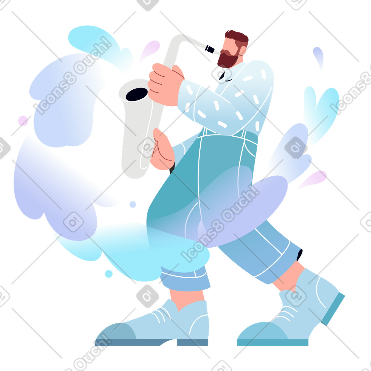 Musician playing saxophone, Jazz concert or music festival illustration in Airy style download in PNG, SVG