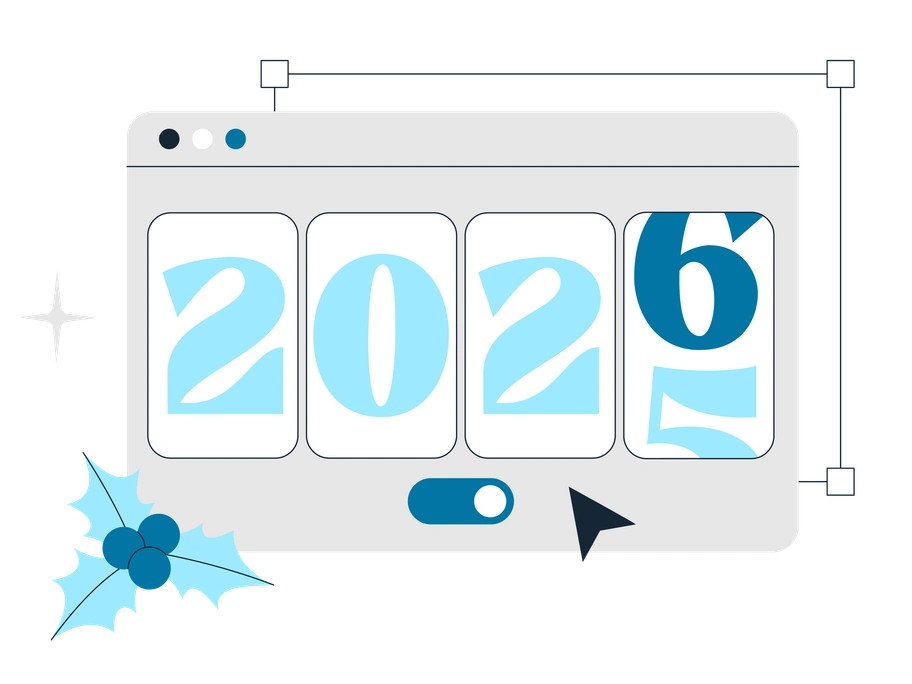 A digital countdown to the year 2026 - Indigo style illustration