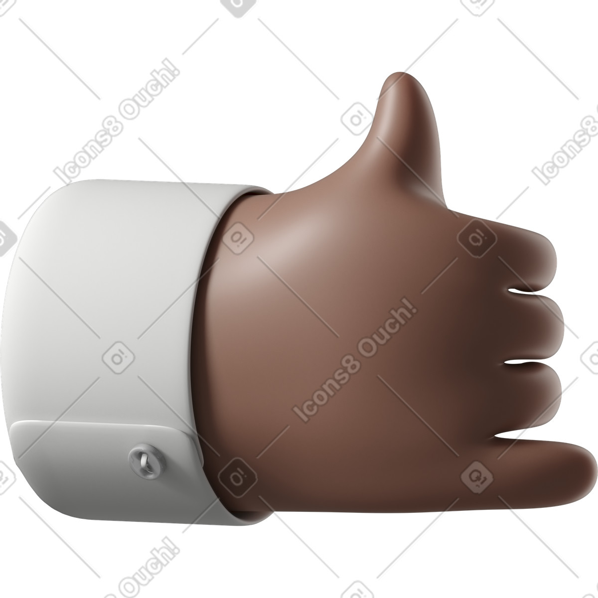 Braune hauthand, die mich anruft-Illustration im 3D Hands Fun&Wild-Stil als Download in PNG, SVG