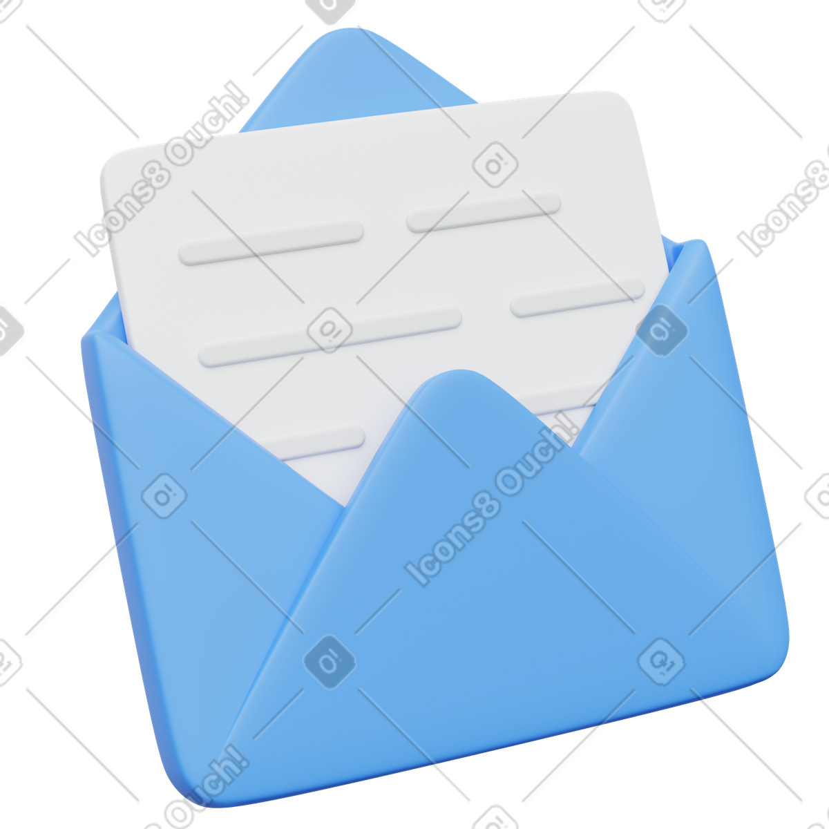 Open envelope with letter for email message icon illustration in 3D Playful style download in PNG, SVG