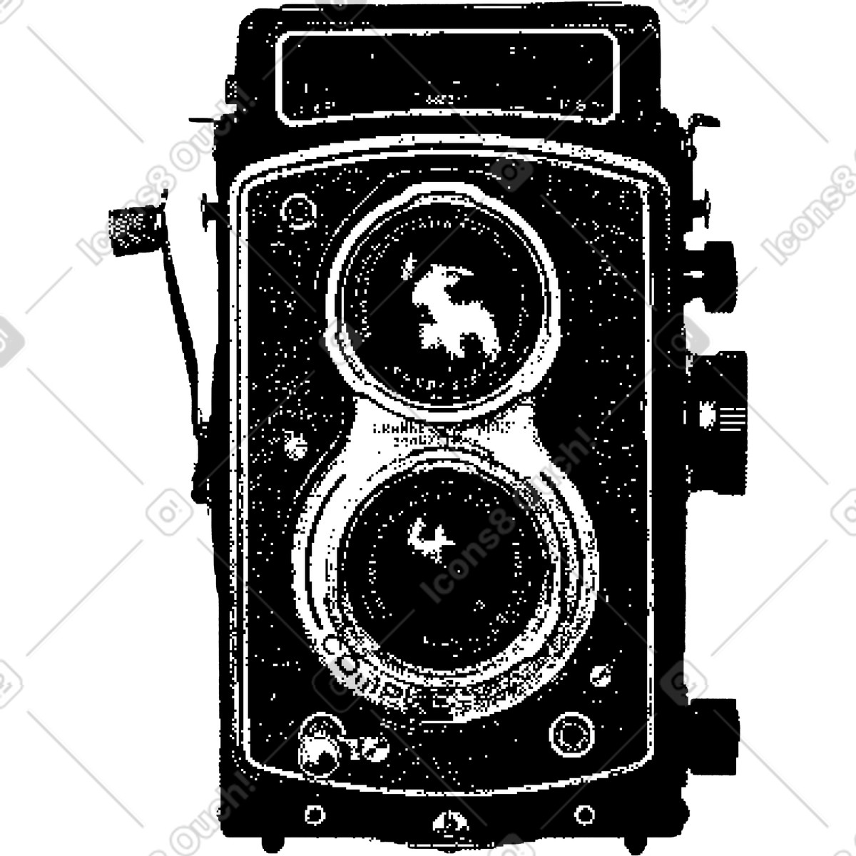 Bitmap スタイルの Old camera のイラストをPNG、SVG形式でダウンロード
