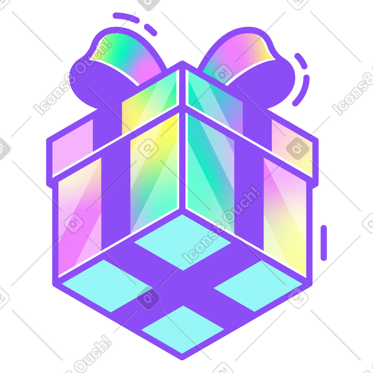 Illustration Big gift box dans le style Holographic à télécharger aux formats PNG, SVG