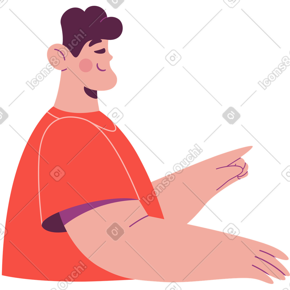 Illustration L'homme pointe quelque chose avec son doigt dans le style Sammy à télécharger aux formats PNG, SVG
