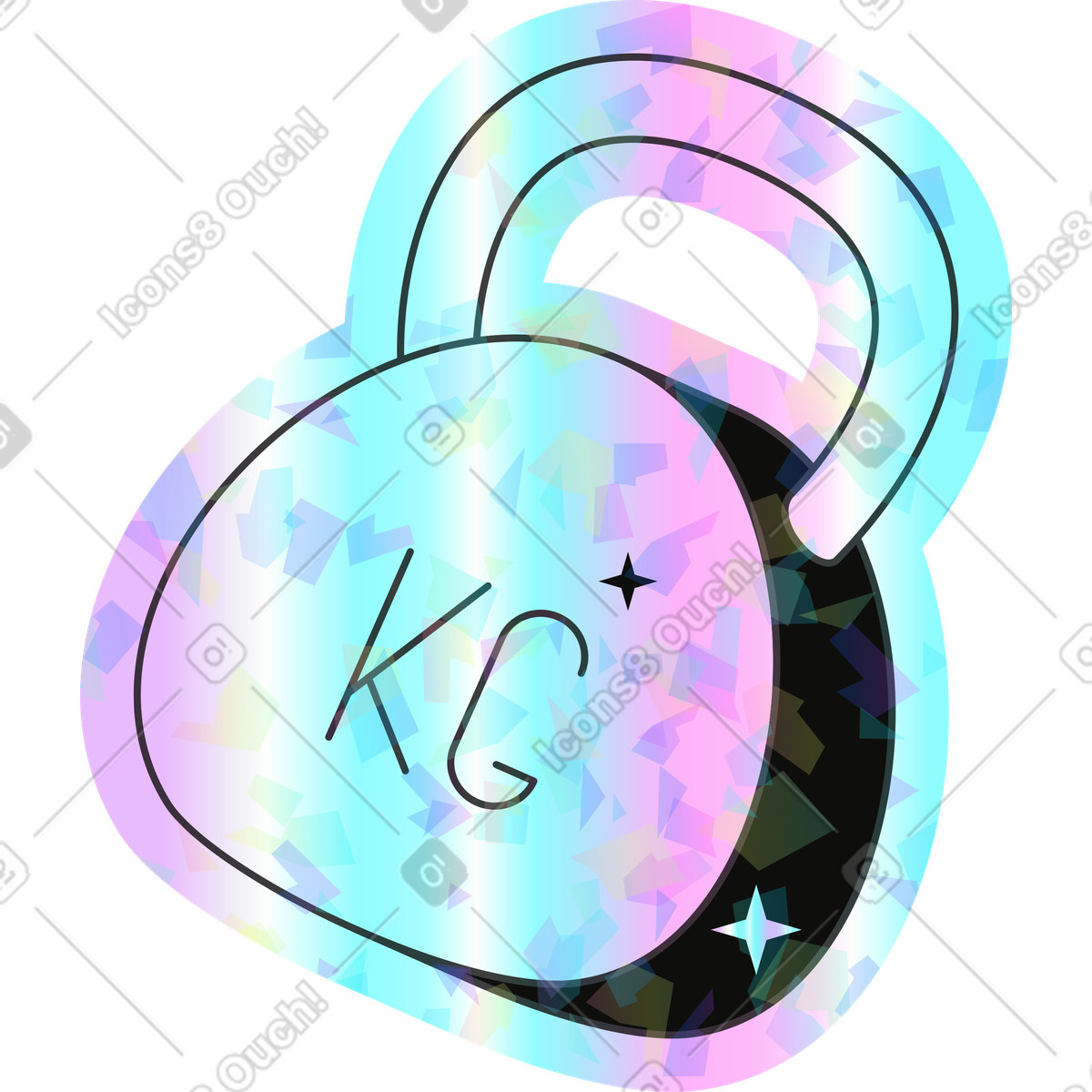 Kettlebell illustration in Holostickers style download in PNG, SVG