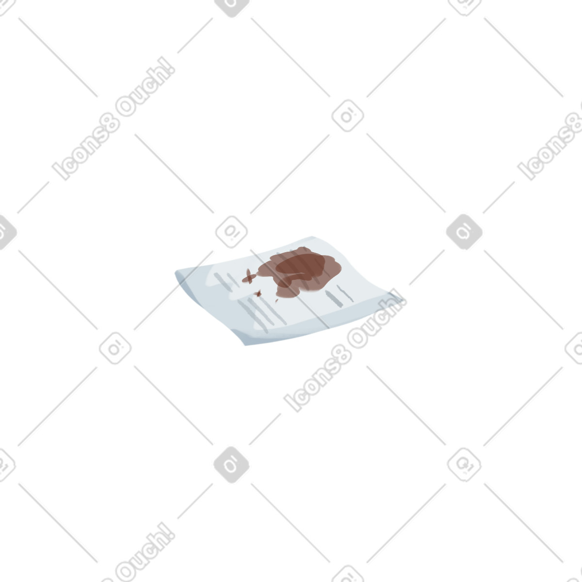 Sheet of paper with a coffee stain illustrazione in stile Ikigai scarica in PNG, SVG