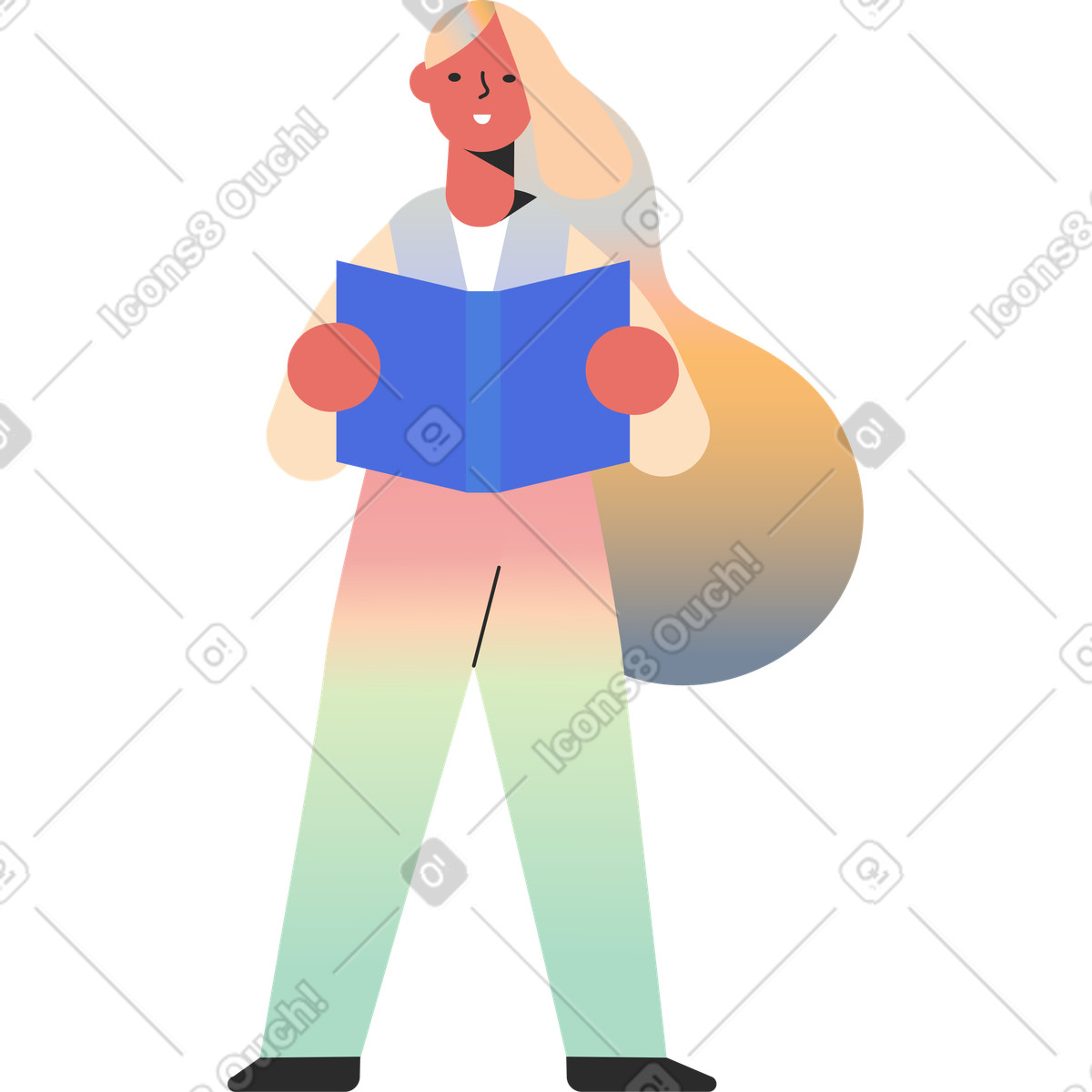 Marginalia スタイルの Girl reading のイラストをPNG、SVG形式でダウンロード