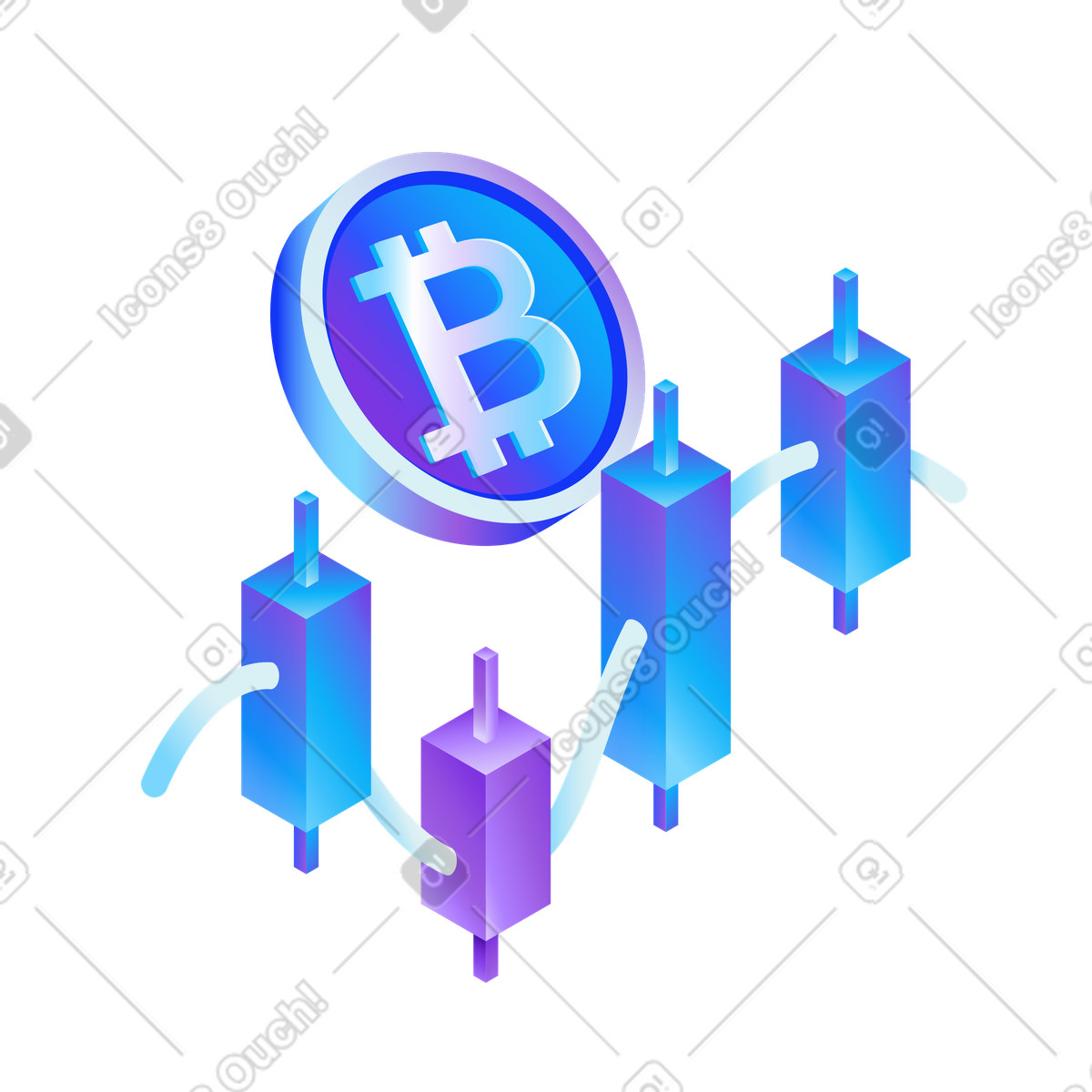 Bitcoin price fluctuation, Cryptocurrency analytics and trading tool illustration in PNG, SVG