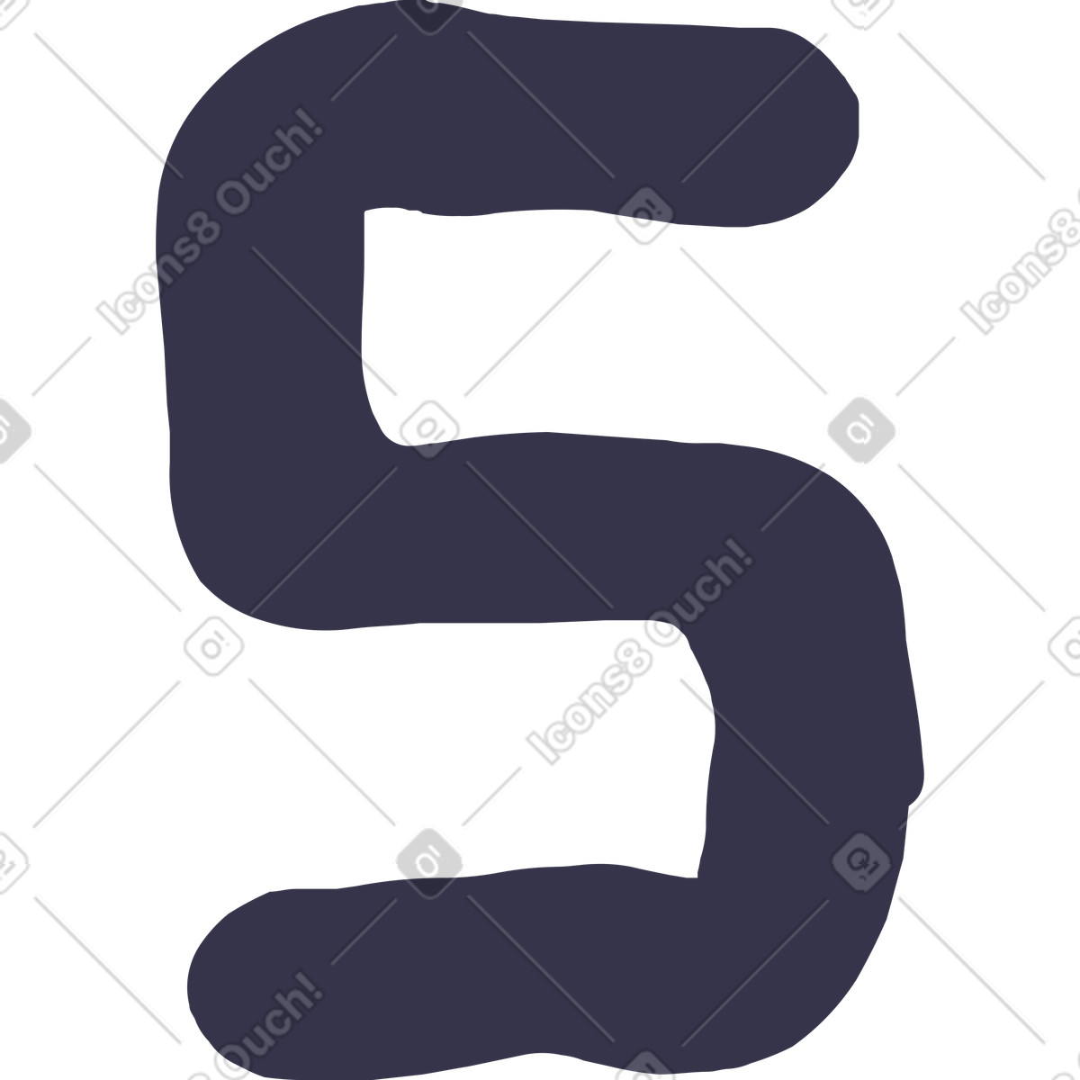 Number five illustration in Stripy style download in PNG, SVG