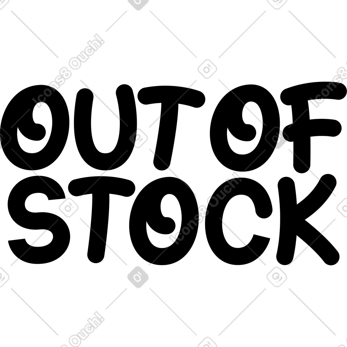 Ilustración Letras fuera de stock texto negro en estilo Lettering a descargar en PNG y SVG