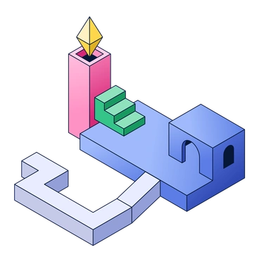 A colorful abstract structure with geometric shapes - Neat style illustration