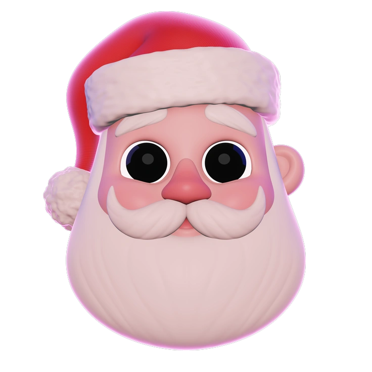 A cheerful Santa Claus with big eyes - 3D Holidays style illustration