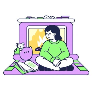 A young child sits cross-legged on a rug in front of a fireplace. The child has bright eyes and an expression of wonder as they listen intently. In the background, the fireplace crackles with flames, illuminating the room with a warm glow. The child is surrounded by a few open storybooks, one of which has the title "Robin Hood" visible on its page. A plush teddy bear rests beside them, and a colorful quilt covers part of the floor. The atmosphere feels cozy and inviting, enhancing the captivating nature of the tales being shared.