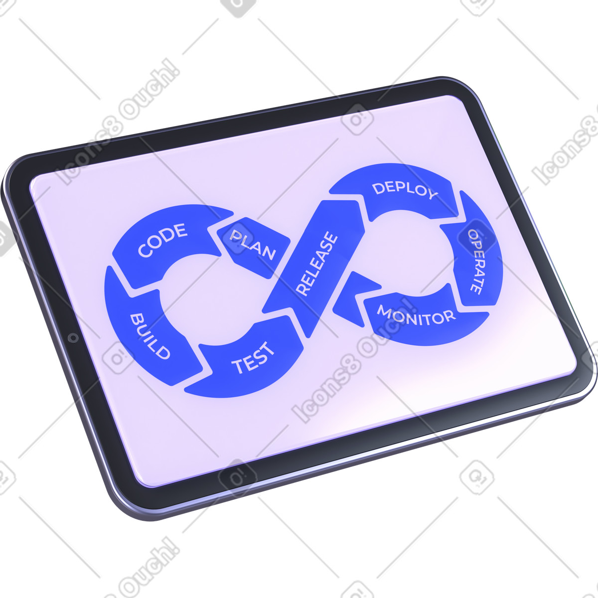 Devops sign in tablet illustration 3D Boost style download PNG, SVG