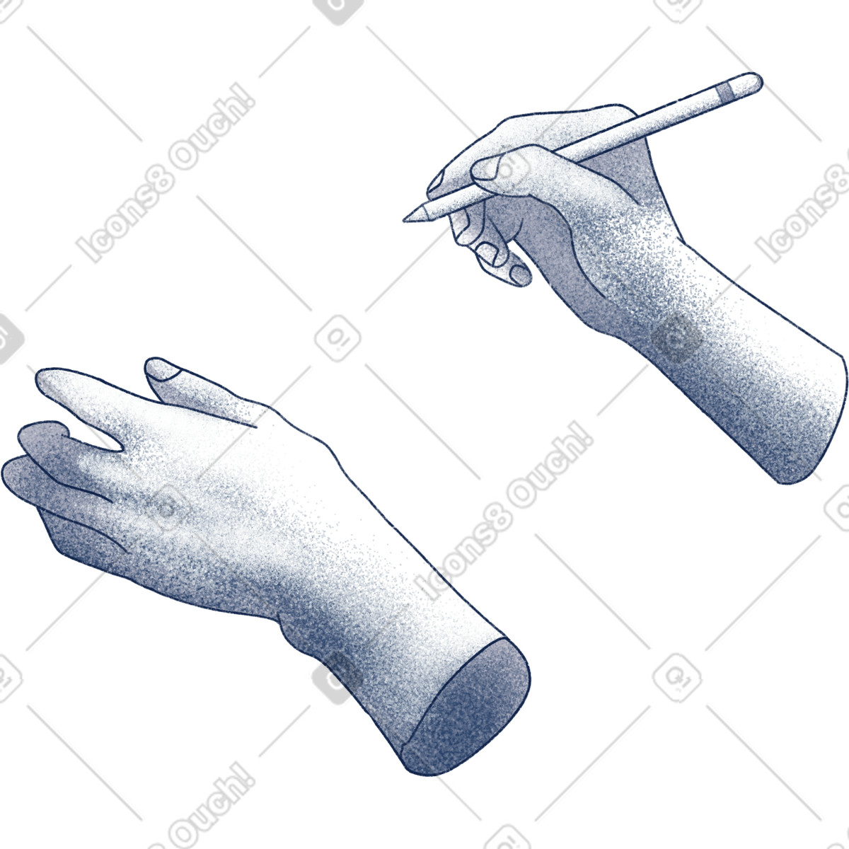 下载 Haze 风格的 Hands and digital pencil 插画，支持 PNG、SVG 格式