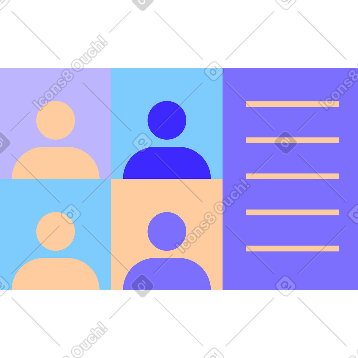 Computer screen with zoom meeting illustration in Worky style download in PNG, SVG